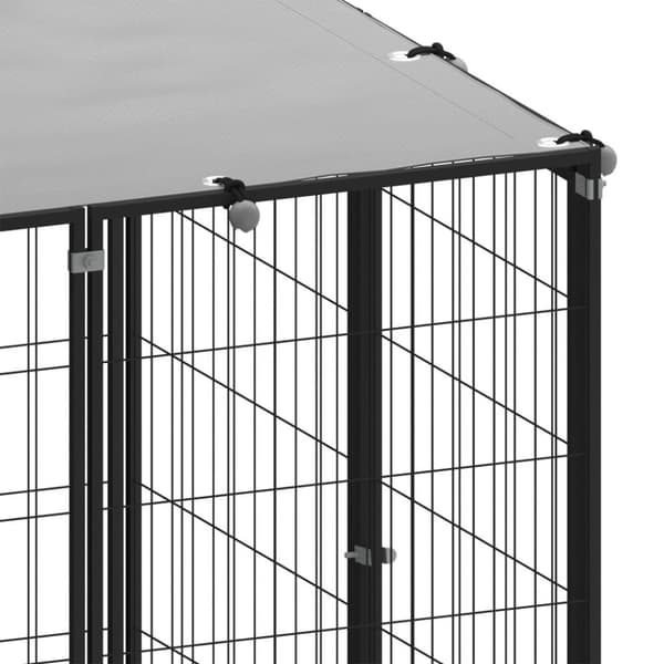 vidaXL Koiranhäkki musta 19,36 m² teräs