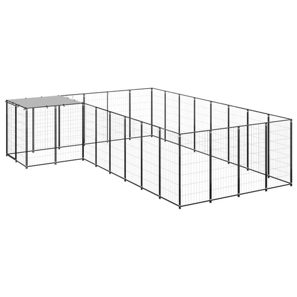 vidaXL Koiranhäkki musta 10,89 m² teräs