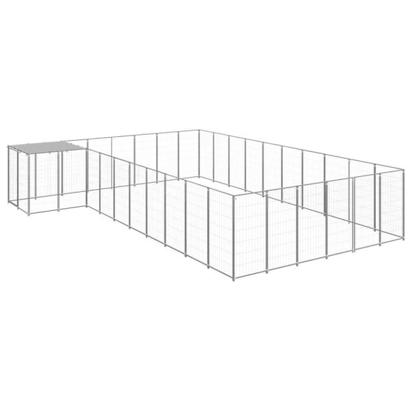 vidaXL hundeløbegård 19,36 m² stål sølvfarvet