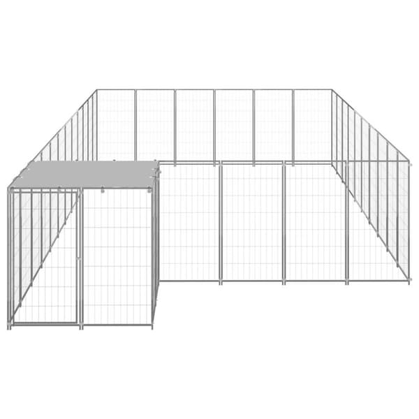 vidaXL Koiranhäkki hopea 19,36 m² teräs