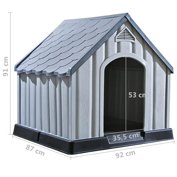 vidaXL hundehus 92x87x91 cm plastik grå