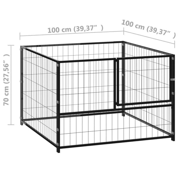 vidaXL Hundebur svart 100x100x70 cm stål