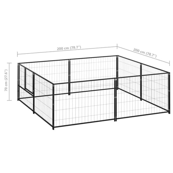 vidaXL Hundegård svart 4 m² stål