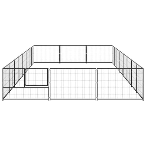 vidaXL Hundgård svart 24 m² stål