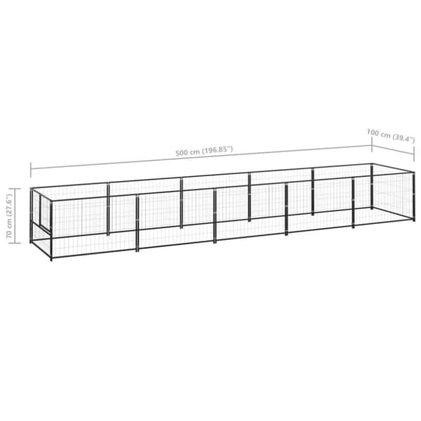vidaXL Hundegård svart 5 m² stål