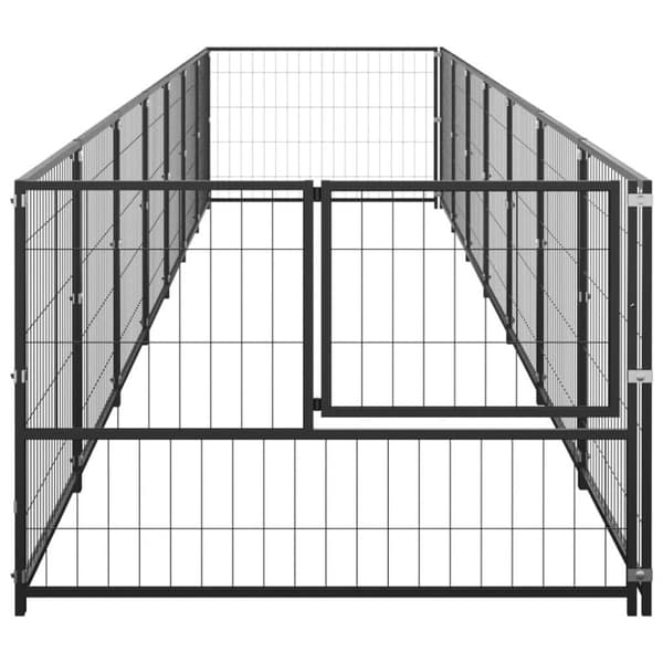 vidaXL Hundegård svart 7 m² stål