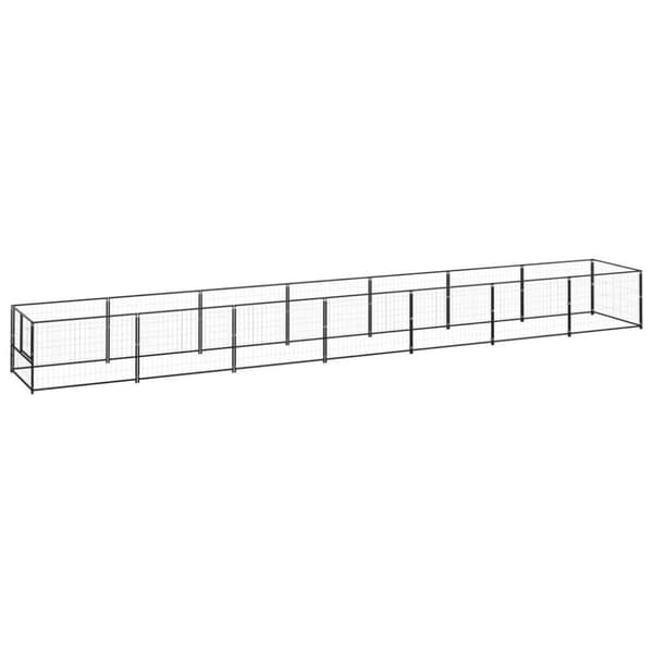 vidaXL Hundegård svart 7 m² stål