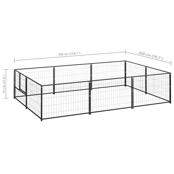 vidaXL Hundegård svart 6 m² stål