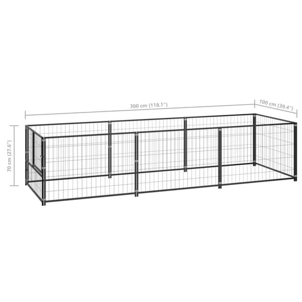 vidaXL Hundgård svart 3 m² stål