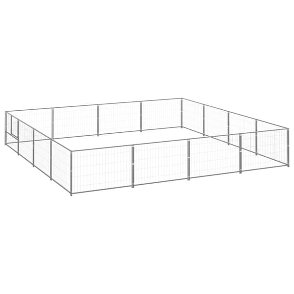 vidaXL Hundegård sølv 16 m² stål