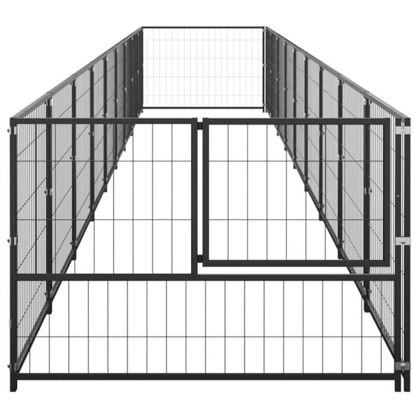 vidaXL hundeløbegård 9 m² stål sort
