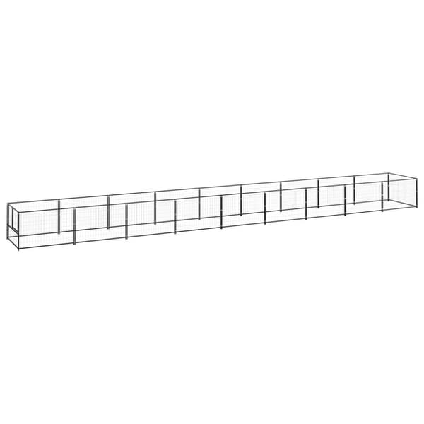 vidaXL hundeløbegård 9 m² stål sort