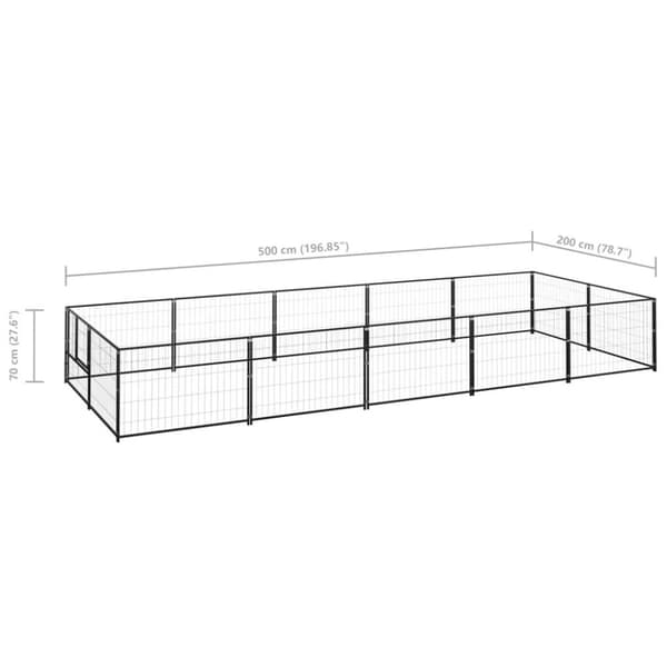 vidaXL hundeløbegård 10 m² stål sort