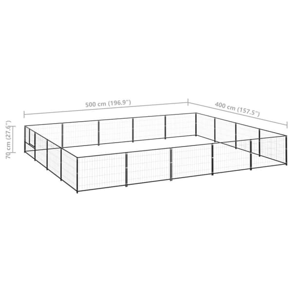 vidaXL Koiranhäkki musta 20 m² teräs