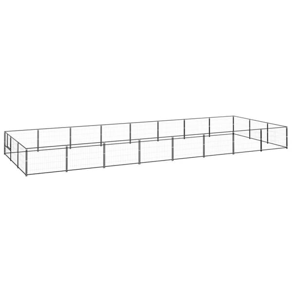 vidaXL hundeløbegård 24 m² stål sort