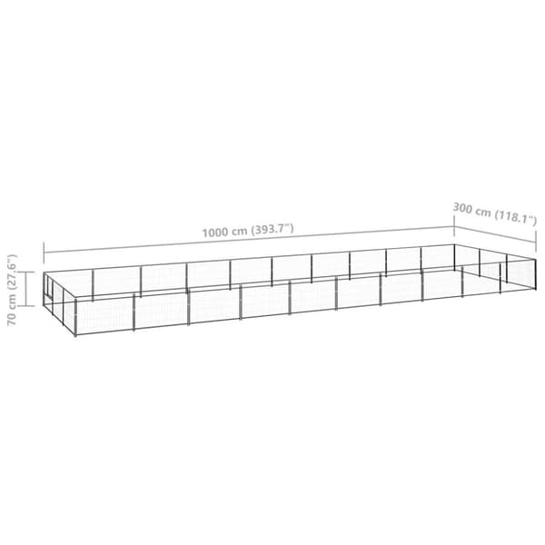 vidaXL hundeløbegård 30 m² stål sort