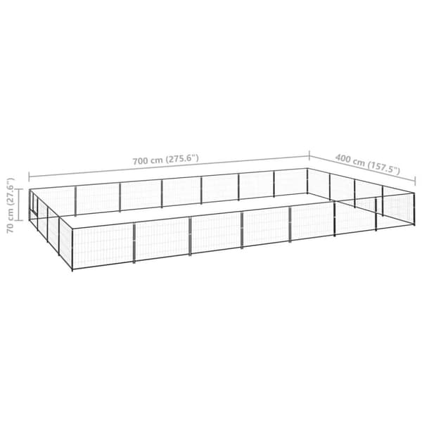 vidaXL hundeløbegård 28 m² stål sort