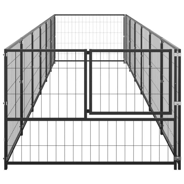 vidaXL hundeløbegård 6 m² stål sort