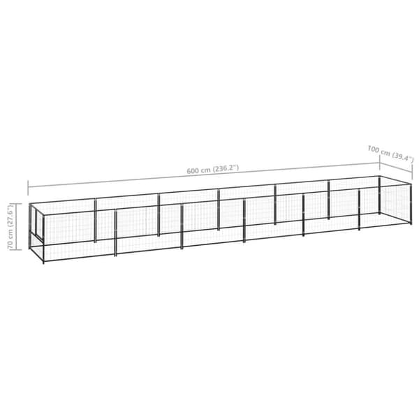 vidaXL hundeløbegård 6 m² stål sort