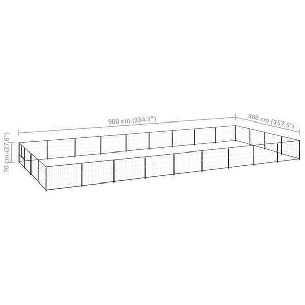 vidaXL hundeløbegård 36 m² stål sort