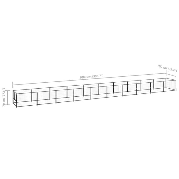 vidaXL hundeløbegård 10 m² stål sort
