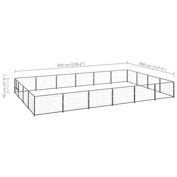vidaXL hundeløbegård 24 m² stål sort