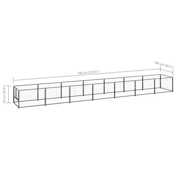 vidaXL hundeløbegård 7 m² stål sort