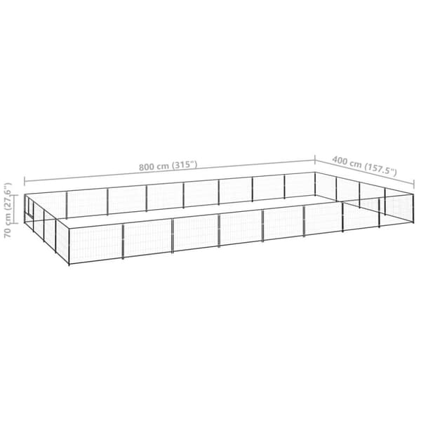 vidaXL hundeløbegård 32 m² stål sort