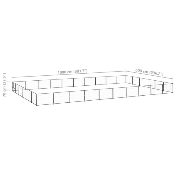 vidaXL hundeløbegård 60 m² stål sort