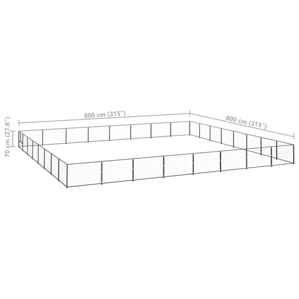 vidaXL hundeløbegård 64 m² stål sort