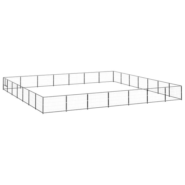vidaXL Koiranhäkki musta 49 m² teräs