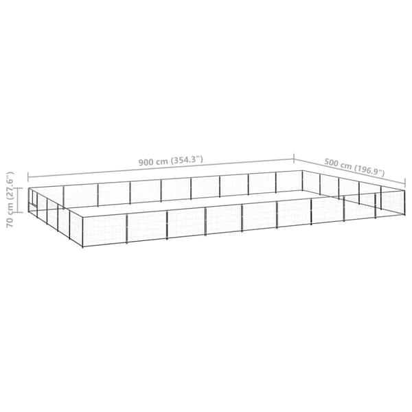 vidaXL hundeløbegård 45 m² stål sort