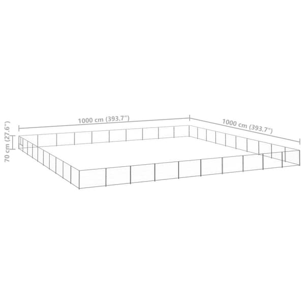 vidaXL Hundegård sølv 100 m² stål
