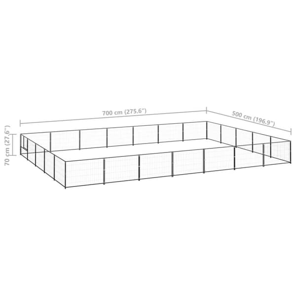 vidaXL hundeløbegård 35 m² stål sort
