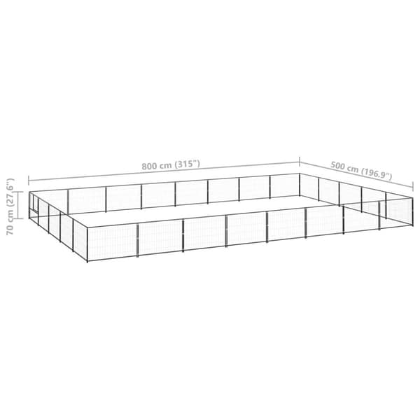 vidaXL hundeløbegård 40 m² stål sort