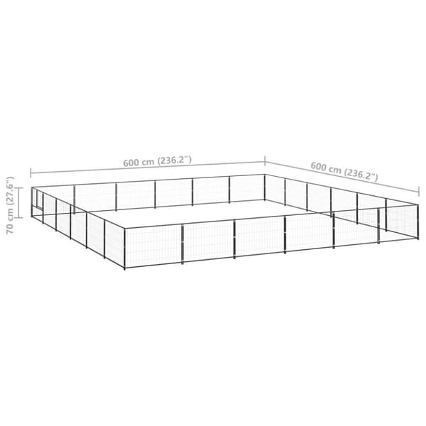 vidaXL Koiranhäkki musta 36 m² teräs