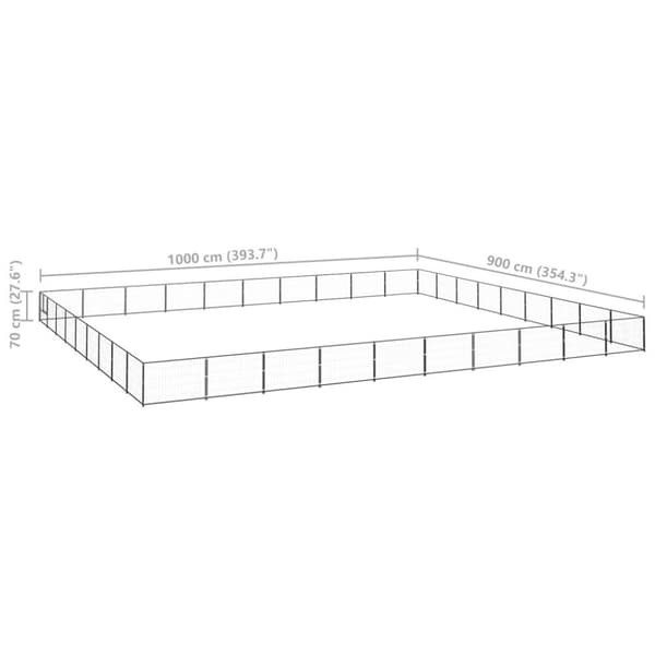 vidaXL Hundegård svart 90 m² stål