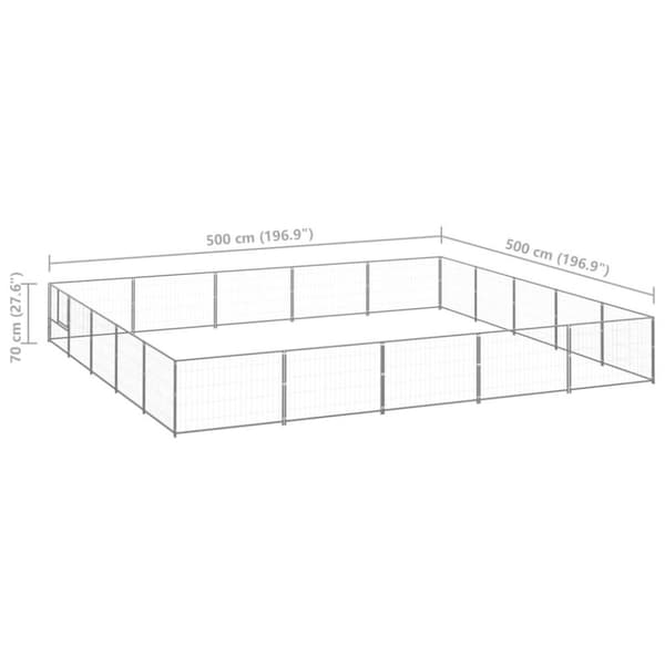 vidaXL hundeløbegård 25 m² stål sølvfarvet