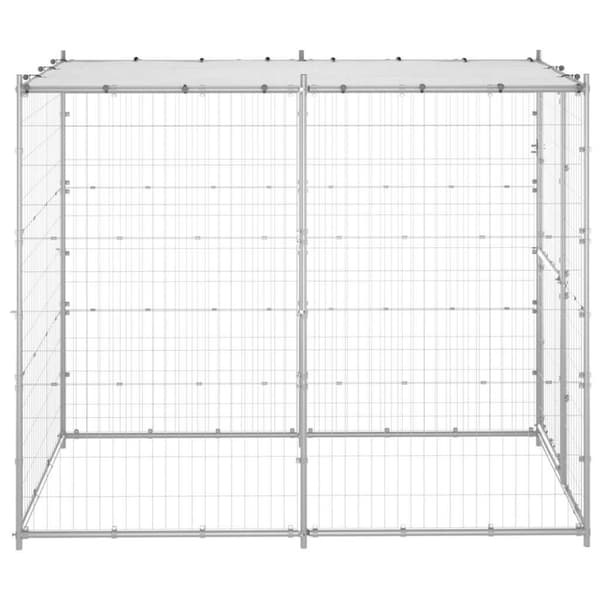 vidaXL Hundgård för utomhusbruk stål med tak 110x220x180 cm