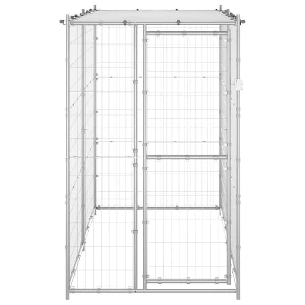 vidaXL Hundgård för utomhusbruk stål med tak 110x220x180 cm