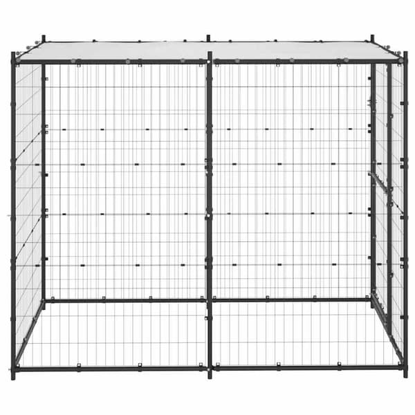 vidaXL Koiran ulkohäkki katolla teräs 110x220x180 cm