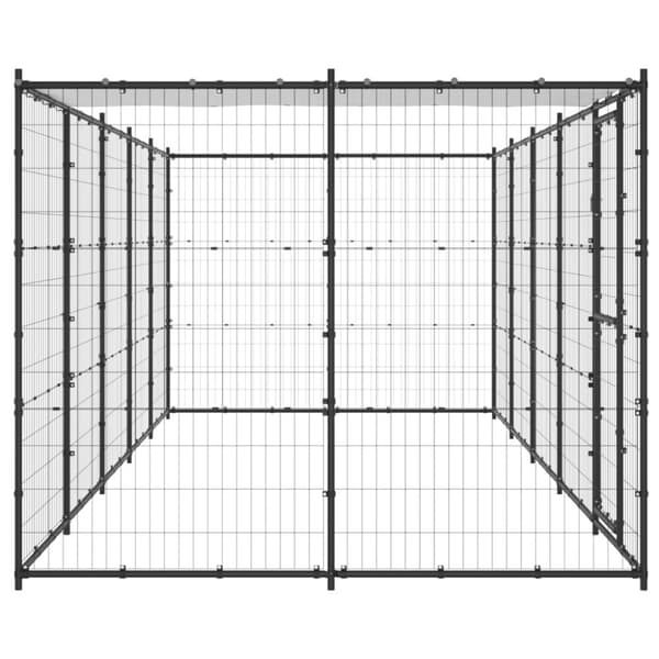vidaXL Koiran ulkohäkki katolla teräs 12,1 m²