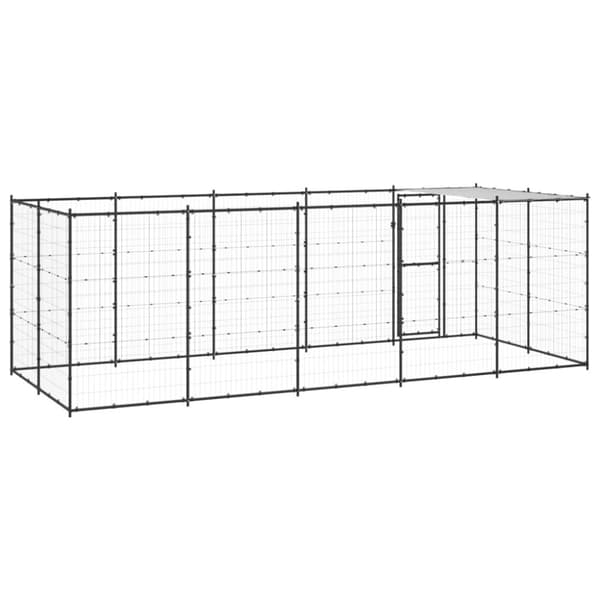 vidaXL Koiran ulkohäkki katolla teräs 12,1 m²