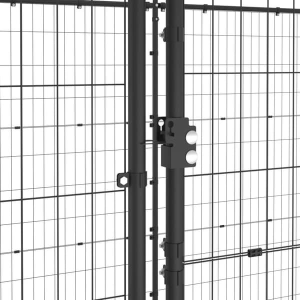 vidaXL Koiran ulkohäkki katolla teräs 12,1 m²