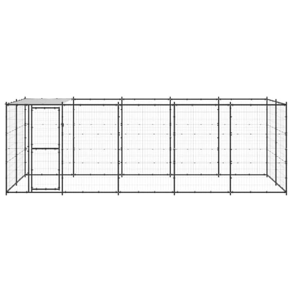 vidaXL Koiran ulkohäkki katolla teräs 12,1 m²
