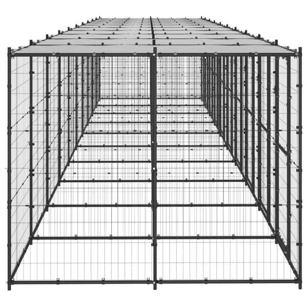 vidaXL udendørs hundebur med tag 24,2 m² stål