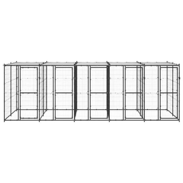 vidaXL Koiran ulkohäkki katolla teräs 12,1 m²