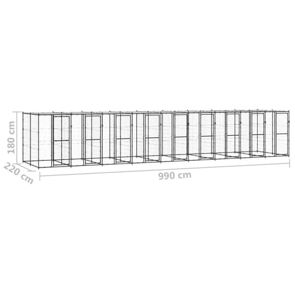 vidaXL udendørs hundebur med tag 21,78 m² stål