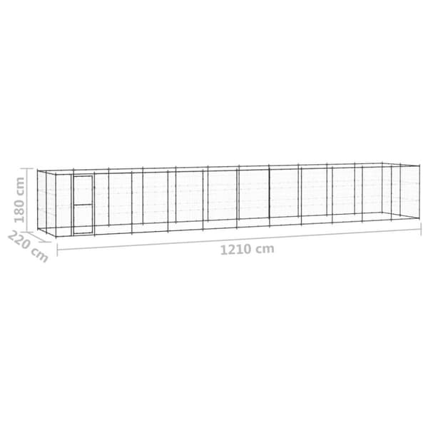 vidaXL udendørs hundebur 26,62 m² stål