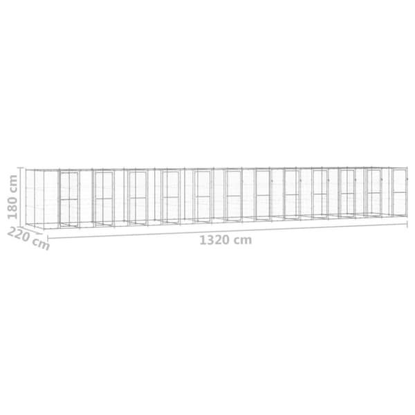 vidaXL udendørs hundebur 29,04 m² galvaniseret stål